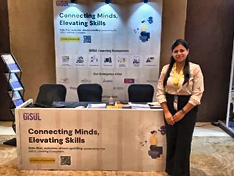 GISUL booth with Connecting Minds, Elevating Skills banner