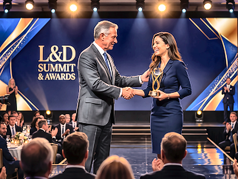Award presentation at the L&D Summit & Awards